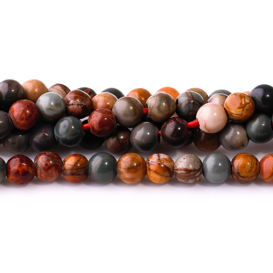 Red Creek Jasper Stabilized 6mm Round Large Hole Beads - 8 Inch