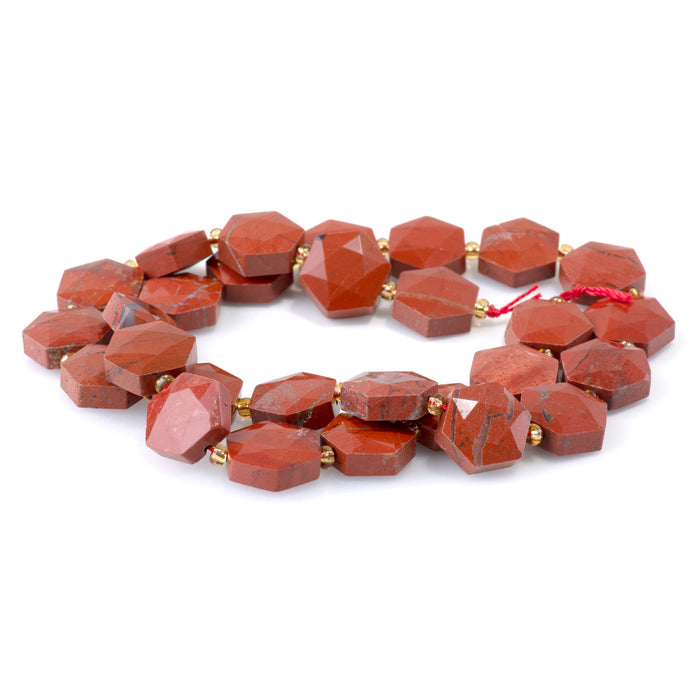 Red Jasper 12x13mm Faceted Hexagon - 15-16 Inch