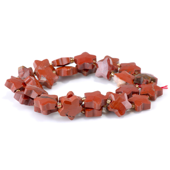 Red Jasper 14mm Faceted Star - 15-16 Inch