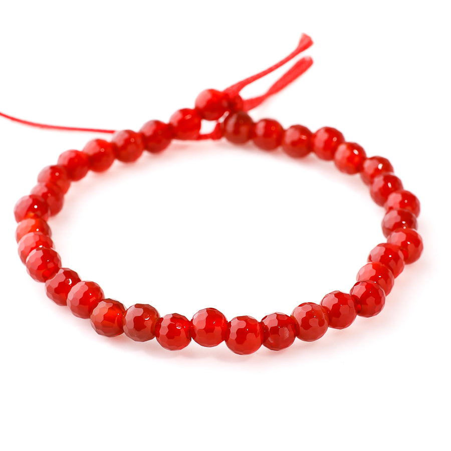 Red Agate 6mm Round Faceted - Large Hole Beads
