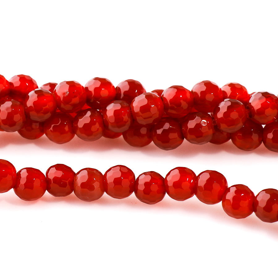 Carnelian 6mm Faceted Round - Large Hole Beads