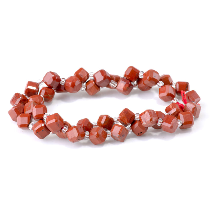 Red Jasper 6x8mm Corner Drilled Table Cut Cube A Grade - 15-16 Inch