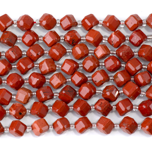 This is a Dakota Stones 6x8mm Red Jasper Corner Gemstone strand with A grade table-cut cube beads in 15-16 inch strand.