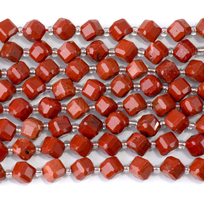 Red Jasper 6x8mm Corner Drilled Table Cut Cube A Grade - 15-16 Inch