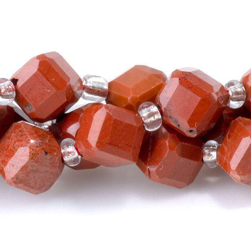This is a Dakota Stones 6x8mm Red Jasper Corner Gemstone strand with A grade table-cut cube beads in 15-16 inch strand.