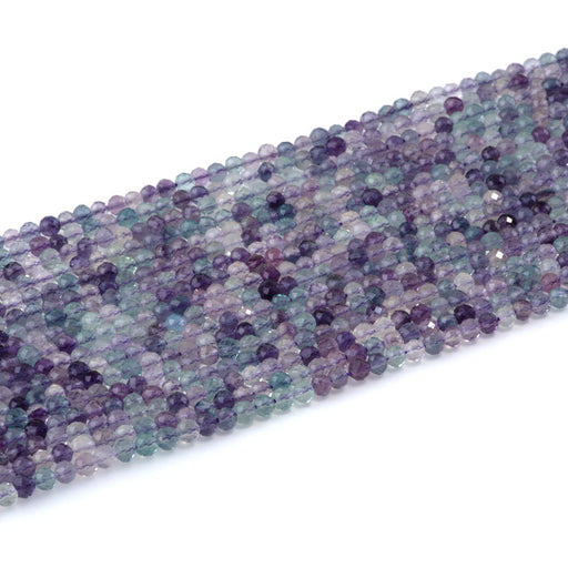 This is a Dakota Stones 4mm Rainbow Fluorite Gemstone strand with A grade microfaceted round beads in 15-16 inch strand.