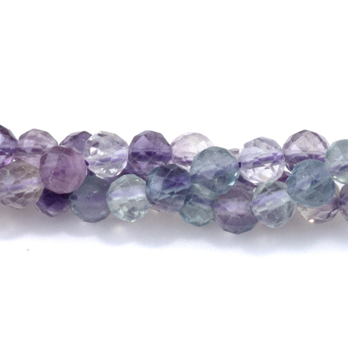 This is a Dakota Stones 4mm Rainbow Fluorite Gemstone strand with A grade microfaceted round beads in 15-16 inch strand.