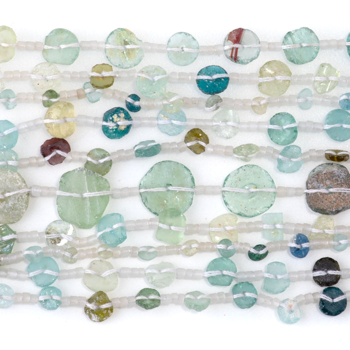 Roman Glass 4-15mm Center Drilled Coin - 14-15 Inch