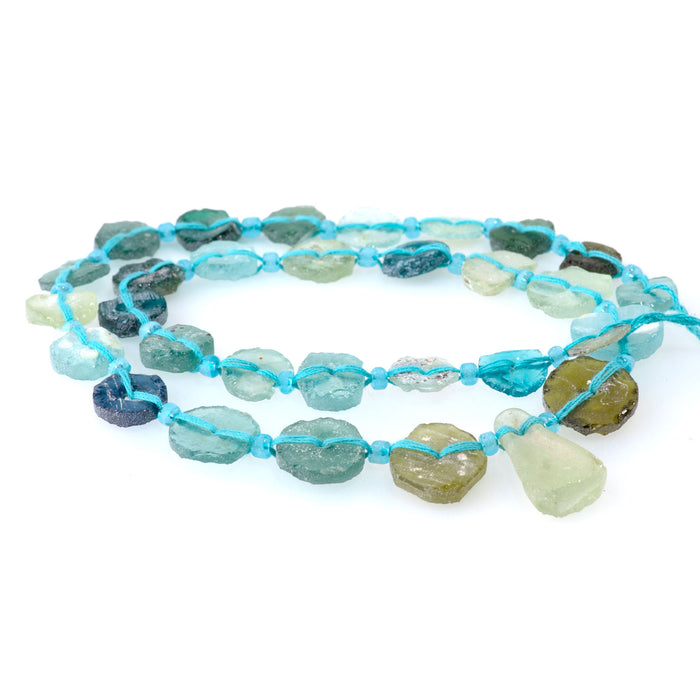 Roman Glass 8-25mm Graduated Center Drilled Coin with Pendant - 15-16 Inch