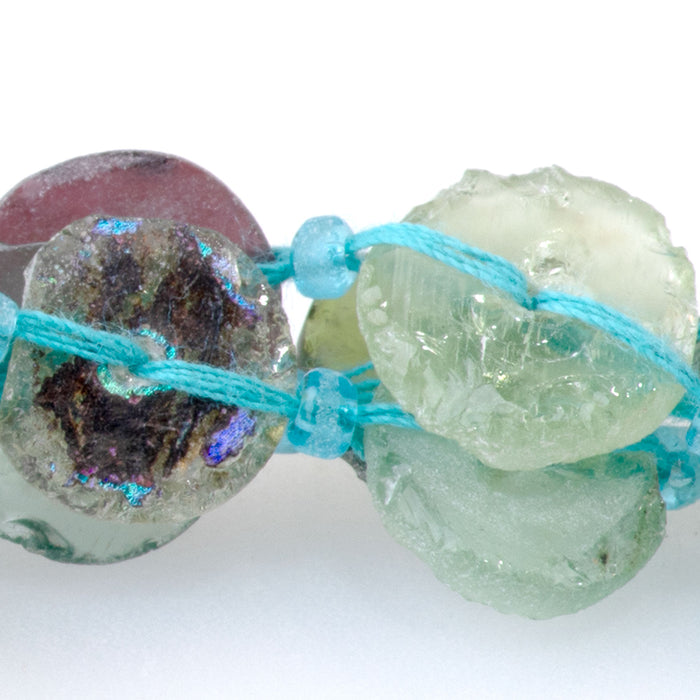 Roman Glass 8-25mm Graduated Center Drilled Coin with Pendant - 15-16 Inch