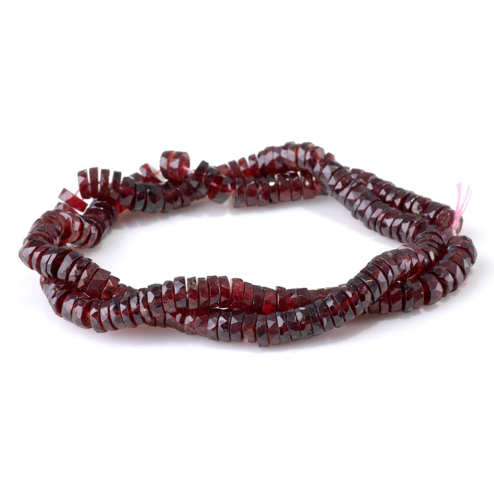 Red Garnet 1-3x6mm Faceted Irregular Tyre Bead - 15-16 Inch