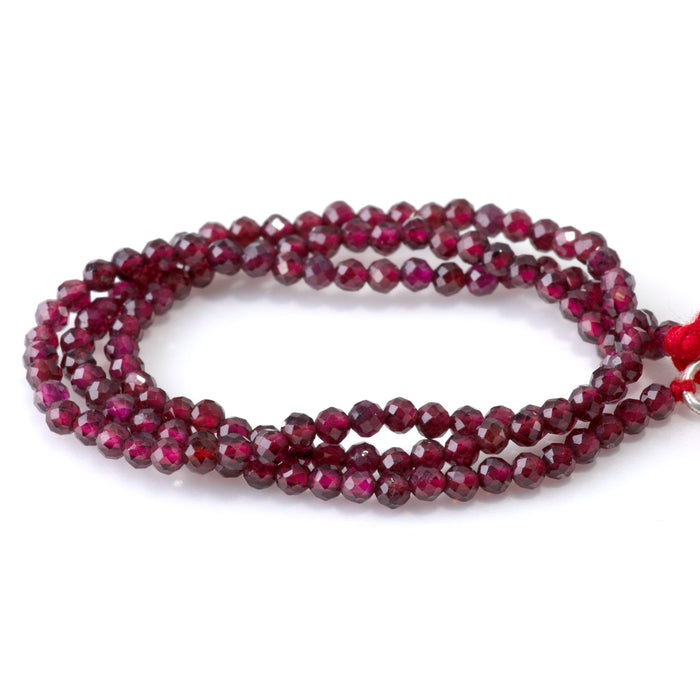 SPECIAL PRICE Red Garnet 3mm Faceted Round - 15 Inch