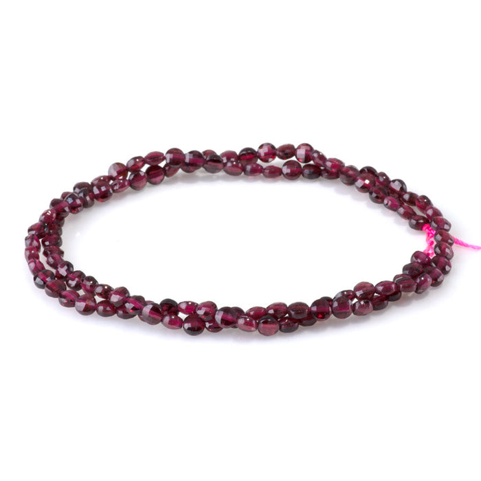 This is a Dakota Stones 4mm Red Garnet Gemstone strand with faceted coin beads in 15-16 inch strand.