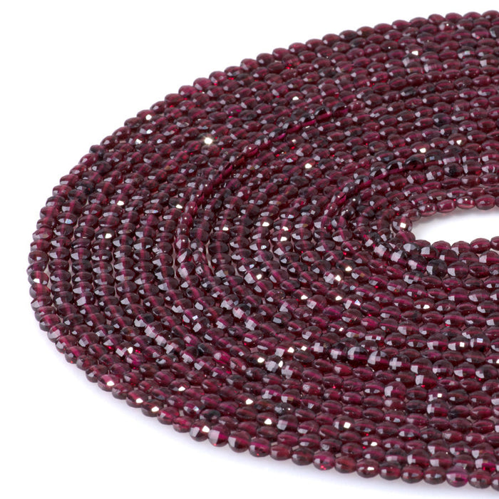 This is a Dakota Stones 4mm Red Garnet Gemstone strand with faceted coin beads in 15-16 inch strand.
