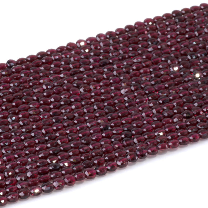 This is a Dakota Stones 4mm Red Garnet Gemstone strand with faceted coin beads in 15-16 inch strand.