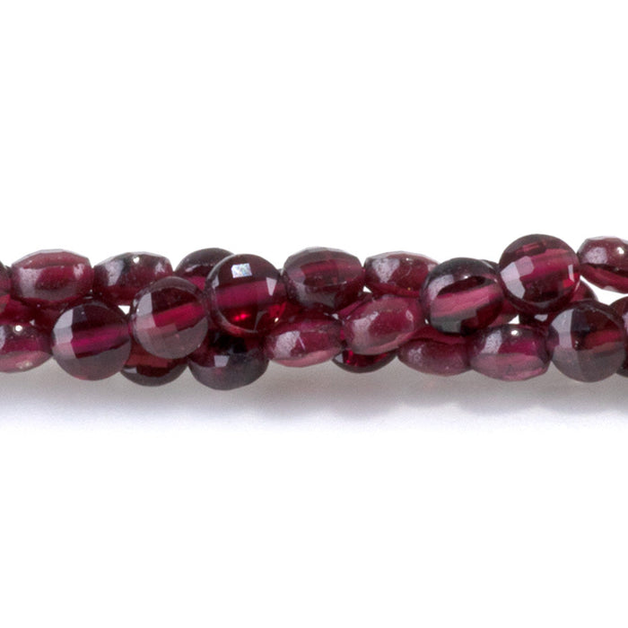 This is a Dakota Stones 4mm Red Garnet Gemstone strand with faceted coin beads in 15-16 inch strand.