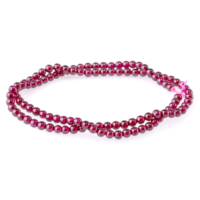 Red Garnet 4mm Round AA Grade - 15-16 Inch