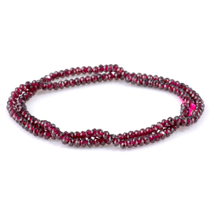 Red Garnet 3x4mm Rondelle Faceted - 15-16 Inch