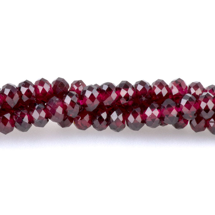 Red Garnet 3x4mm Rondelle Faceted - 15-16 Inch