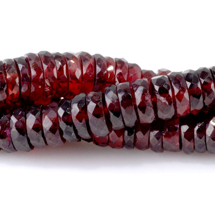 Red Garnet 6-7mm Faceted Tyre - 8 Inch