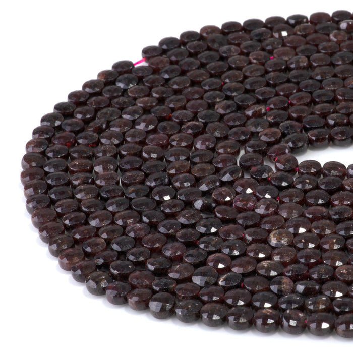 This is a Dakota Stones 6mm Red Garnet Gemstone strand with faceted coin beads in 15-16 inch strand.