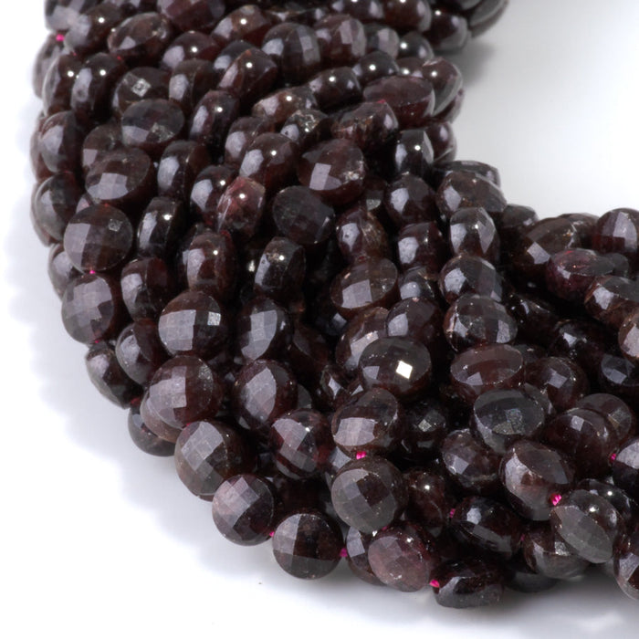 This is a Dakota Stones 6mm Red Garnet Gemstone strand with faceted coin beads in 15-16 inch strand.