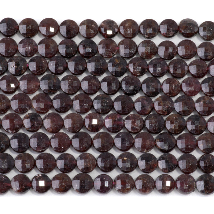 This is a Dakota Stones 6mm Red Garnet Gemstone strand with faceted coin beads in 15-16 inch strand.