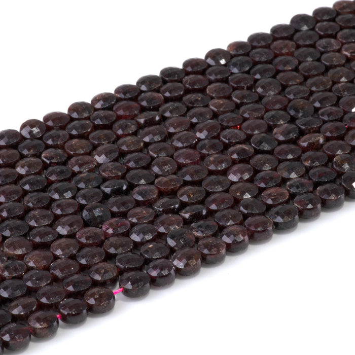 This is a Dakota Stones 6mm Red Garnet Gemstone strand with faceted coin beads in 15-16 inch strand.