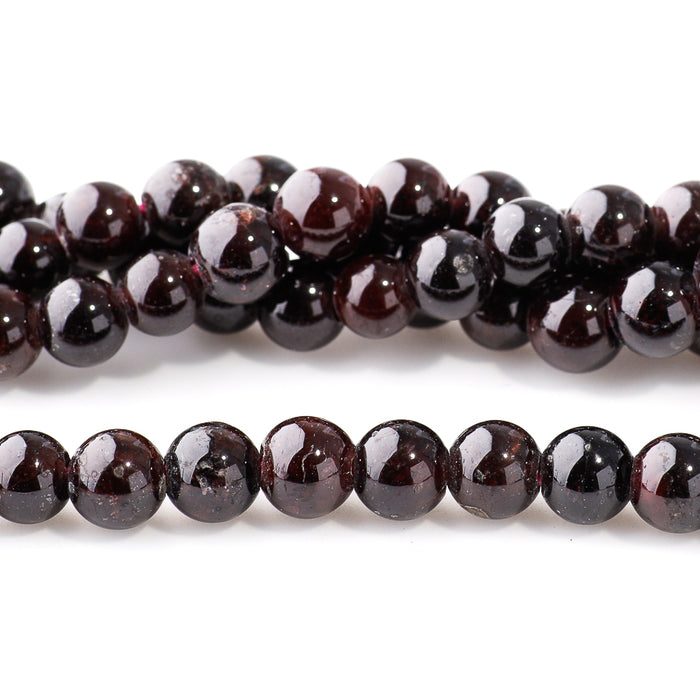 Red Garnet 6mm Round - Large Hole Beads