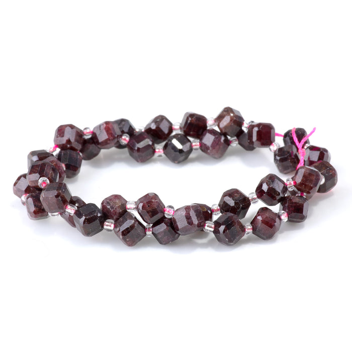 Red Garnet 6x8mm Corner Drilled Table Cut Cube - 15-16 Inch
