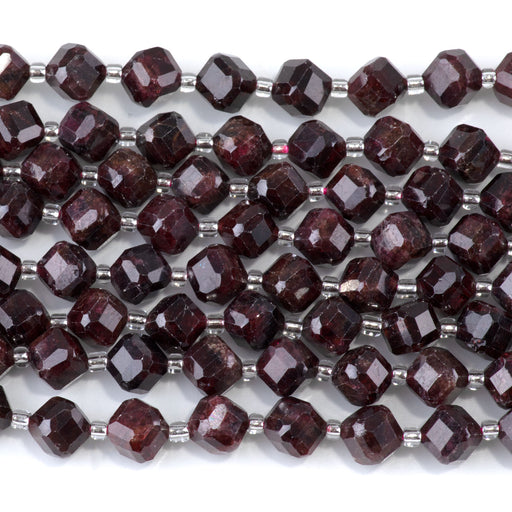 This is a Dakota Stones 6x8mm Red Garnet Corner Gemstone strand with table-cut cube beads in 15-16 inch strand.