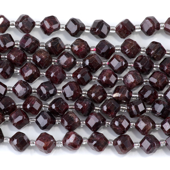 Red Garnet 6x8mm Corner Drilled Table Cut Cube - 15-16 Inch