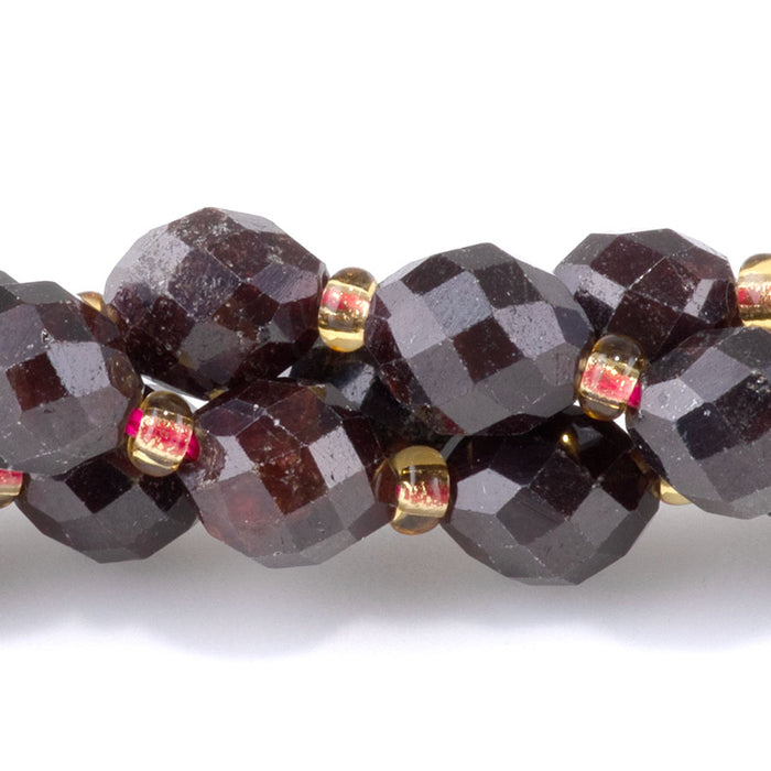 Red Garnet 7x8mm Faceted Egg - 15-16 Inch