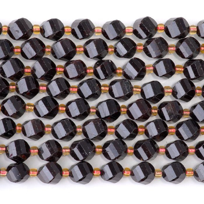 Red Garnet 7x8mm Faceted Swirl Oval - 15-16 Inch