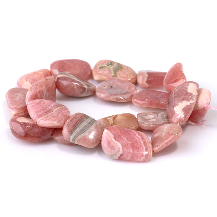 Rhodochrosite 15x16-25mm Flat Nugget A Grade - 15-16 Inch