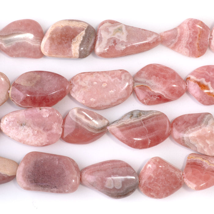 Rhodochrosite 15x16-25mm Flat Nugget A Grade - 15-16 Inch