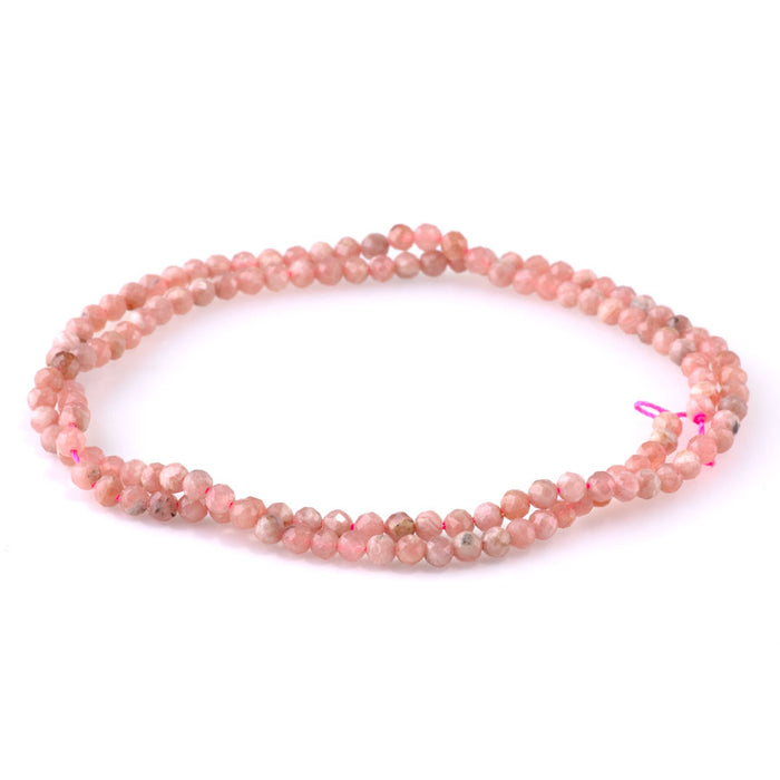 Rhodochrosite 3mm Microfaceted Round A Grade - 15-16 Inch