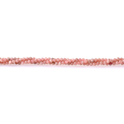 This is a Dakota Stones 3mm Rhodochrosite Microfaceted Gemstone strand with A grade round beads in 15-16 inch strand.