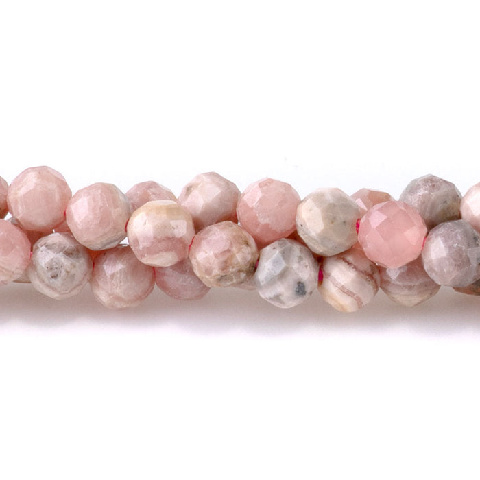 Rhodochrosite 4mm Round Faceted - 15-16 Inch