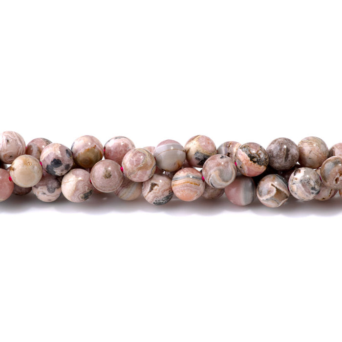 Pink Rhodonite with Matrix 10mm Round - 15-16 Inch