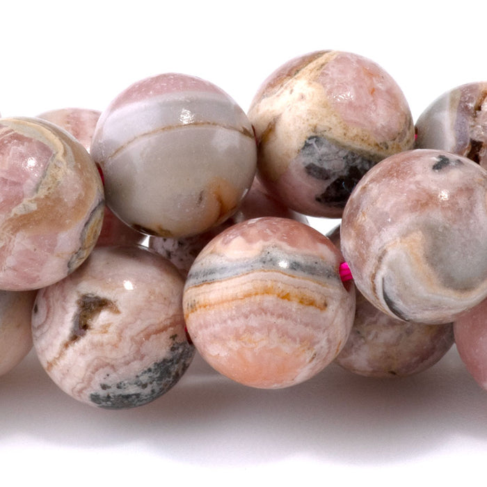 Pink Rhodonite with Matrix 10mm Round - 15-16 Inch