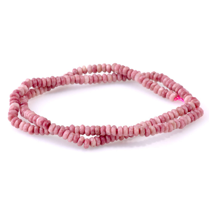 Rhodonite 2x4mm Thin Faceted Rondelle A Grade - 15-16 Inch