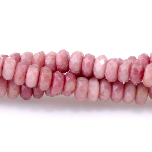 This is a Dakota Stones 2x4mm Rhodonite Thin Gemstone strand with A grade faceted rondelle beads in 15-16 inch strand.