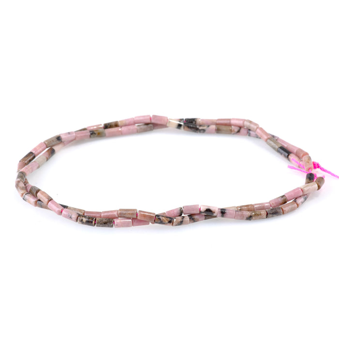 Rhodonite with Matrix 2x4mm Tube - 15-16 Inch
