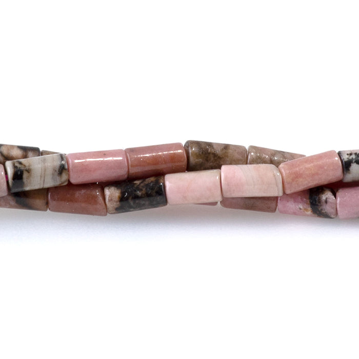 Rhodonite with Matrix 2x4mm Tube - 15-16 Inch
