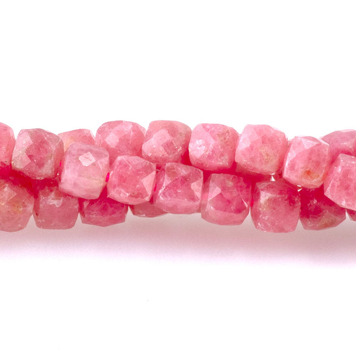 Rhodonite 4mm Faceted Cube AA Grade - 15-16 Inch