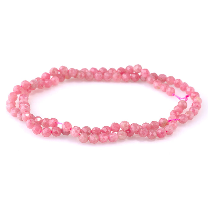 Rhodonite 4mm Microfaceted Round A Grade - 15-16 Inch