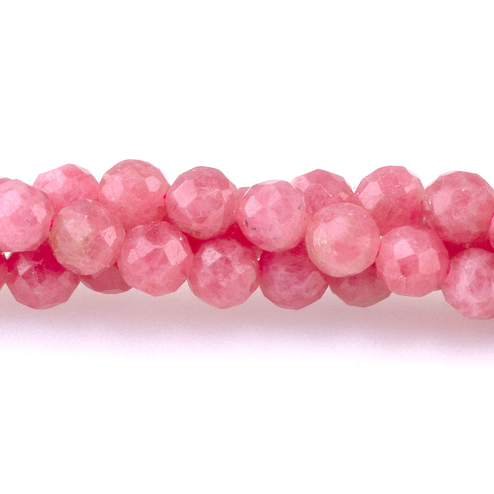 Rhodonite 4mm Microfaceted Round A Grade - 15-16 Inch
