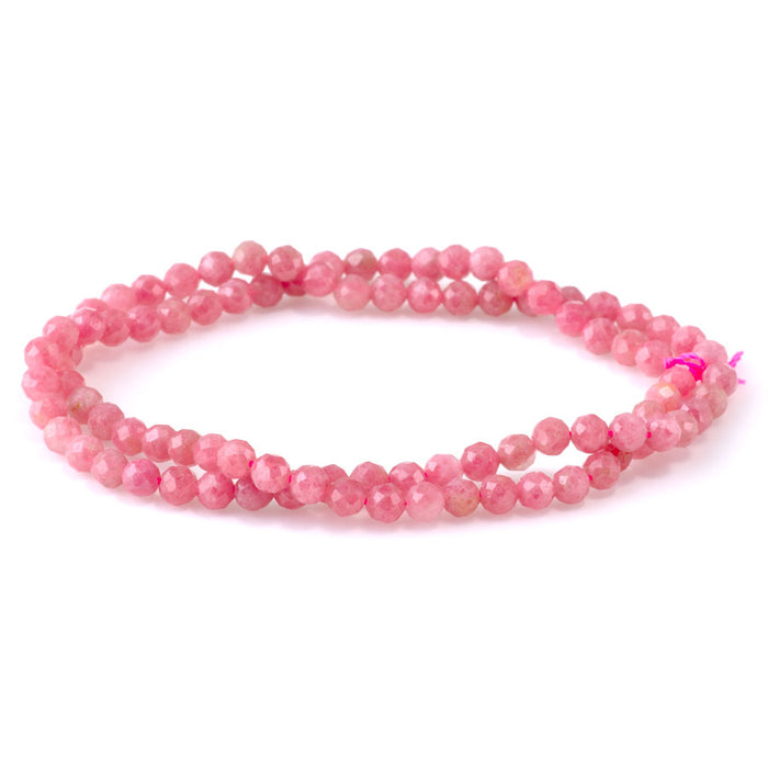 Rhodonite 4mm Faceted Round AA Grade - 15-16 Inch