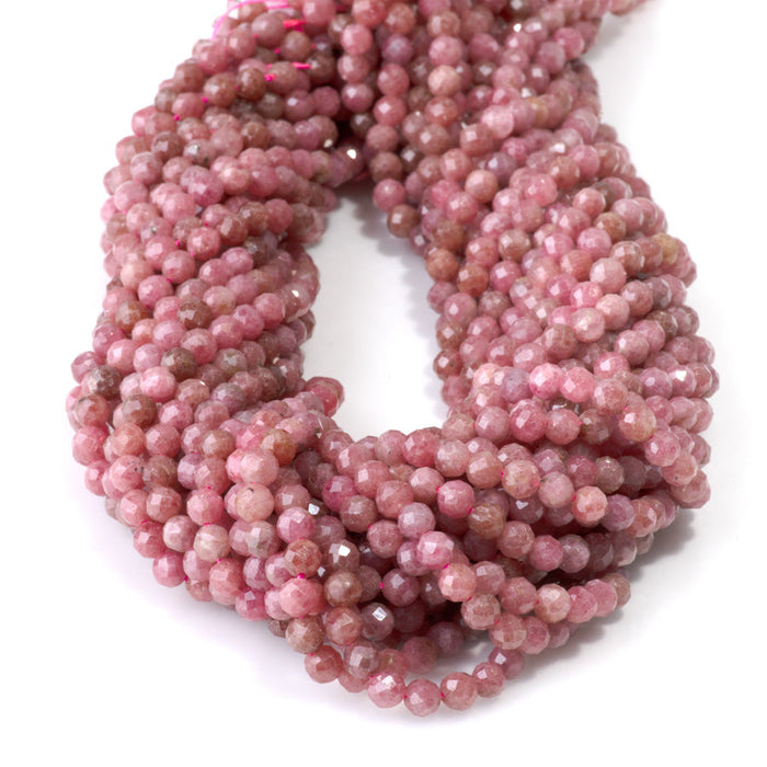 This is a Dakota Stones 4mm Rhodonite Gemstone strand with AA grade faceted round beads in 15-16 inch strand.